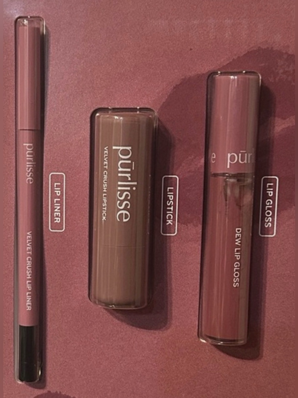 Purlisse Lip Kit Trio Mauve Berry Elevate Your Lip Game 3 In 1 Set